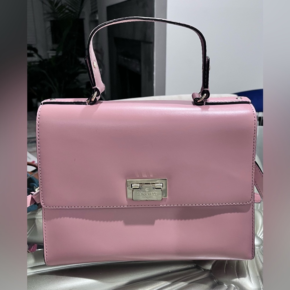 Kate Spade New York Elegant Pink Satchel Crossbody Top Handl Handbag Bottom Stud